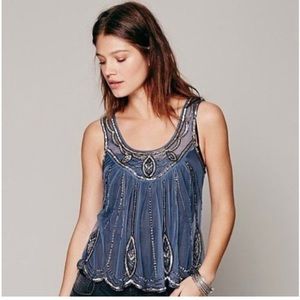 Free People blue sequin tank top